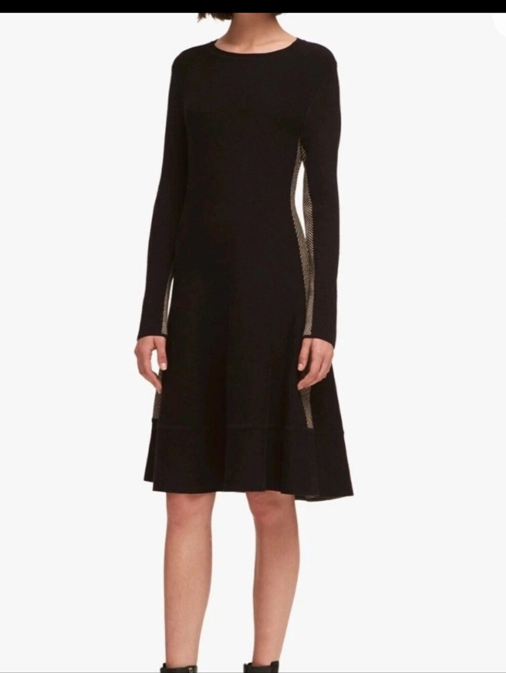 Classic Long-Sleeve Black Knit Dress